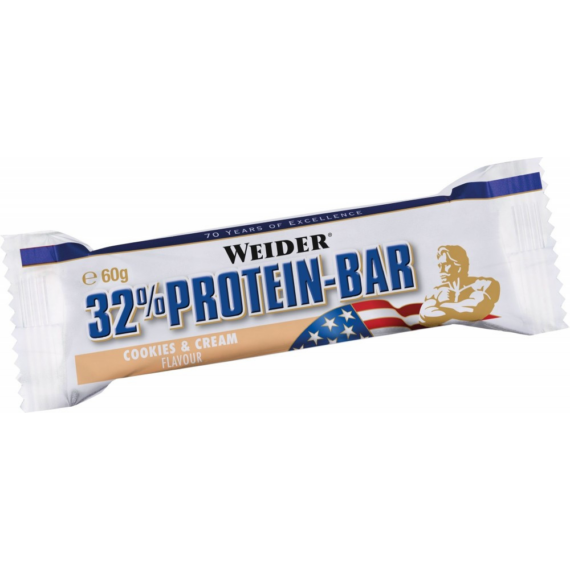 Weider 32% Protein Bar 60 g fehérje szelet (24db/doboz) - keksz-tejszín