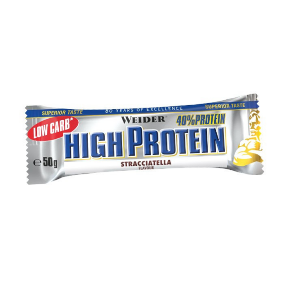 Weider Low Carb High Protein Bar 50 g fehérje szelet (24db/doboz) - sztracsatella